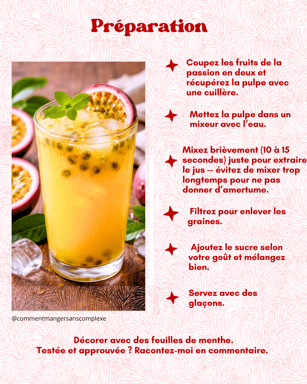 Jus de fruit de la passion naturel