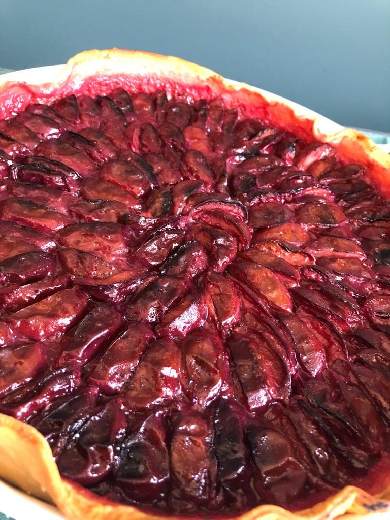 Tarte aux prunes bleues